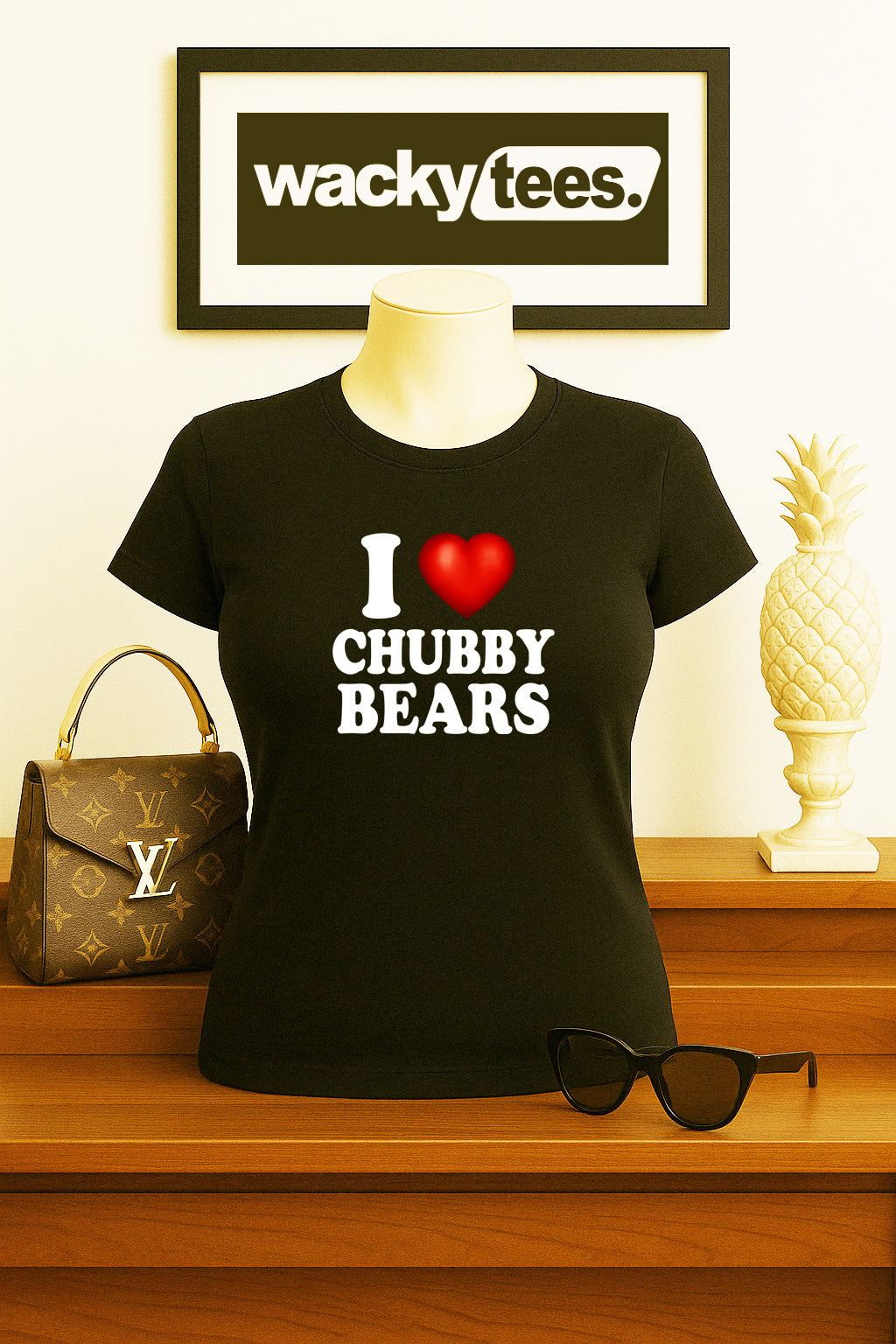 I Love Chubby Bears I Heart Funny Adult Humor Graphic Tee Shirt
