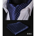 Blue Polka Dot Silk Ascot/Cravat Tie & Handkerchief