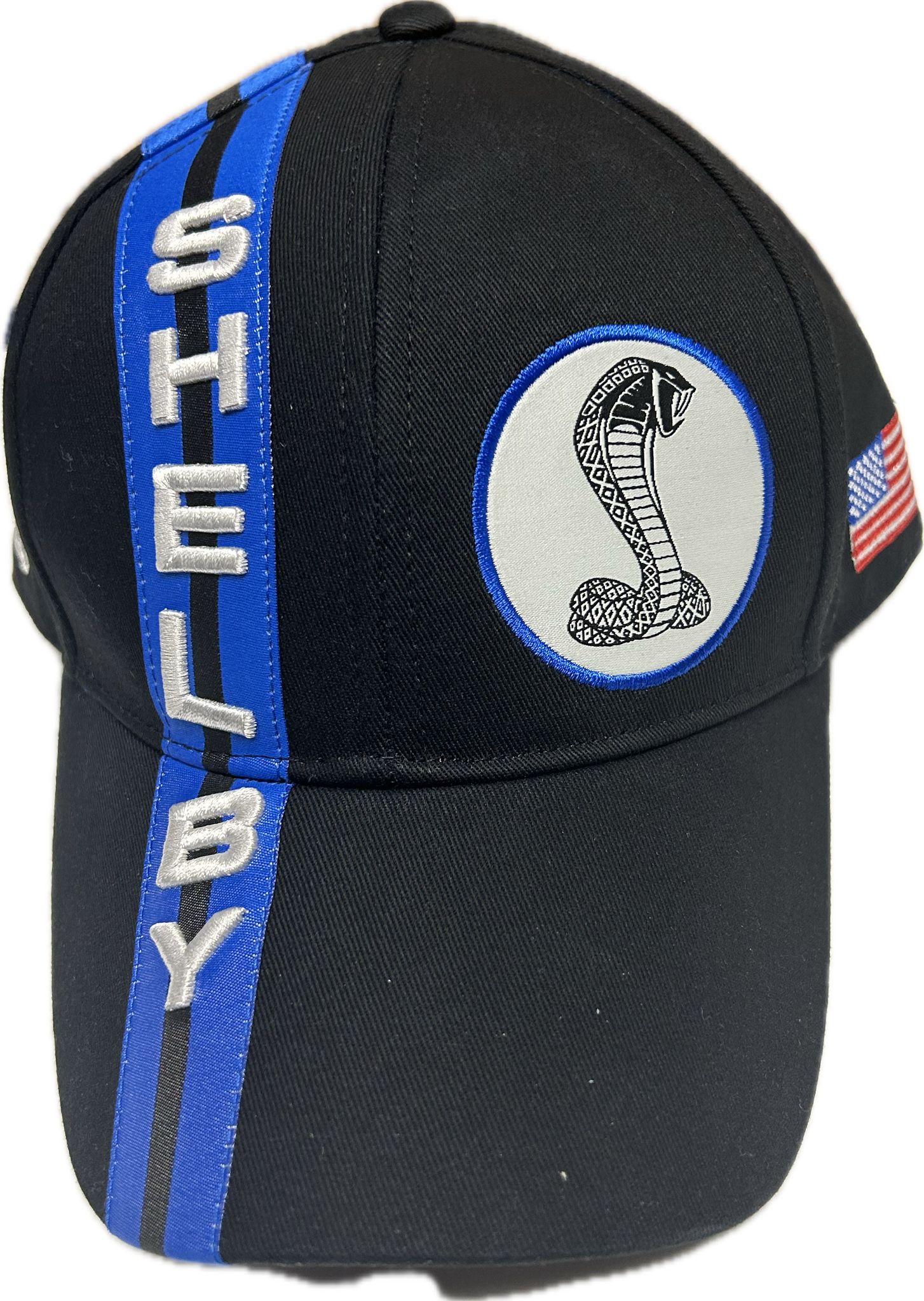 Shelby Cobra Official Black with Blue Stripes Hat