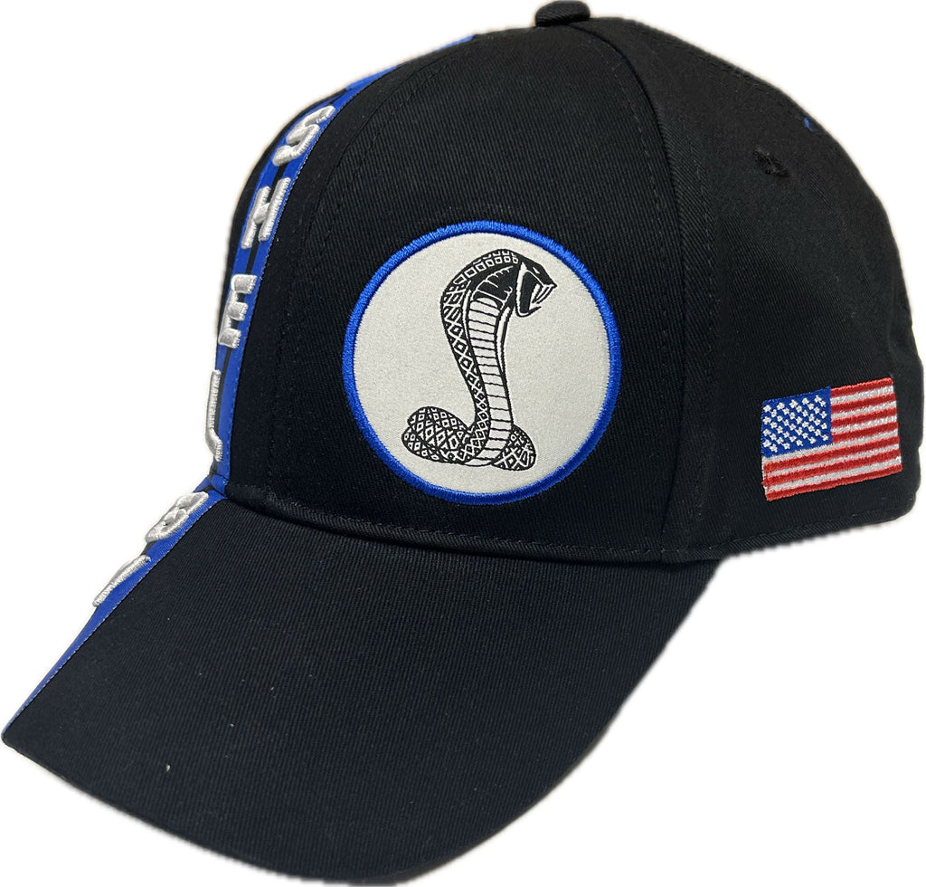 Shelby Cobra Official Black with Blue Stripes Hat
