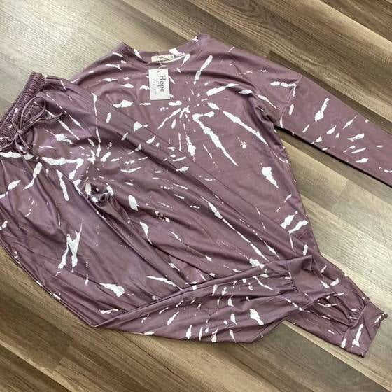 Purple Marble Print Lounge Wear