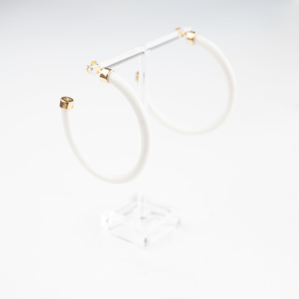 White Hoop Earrings