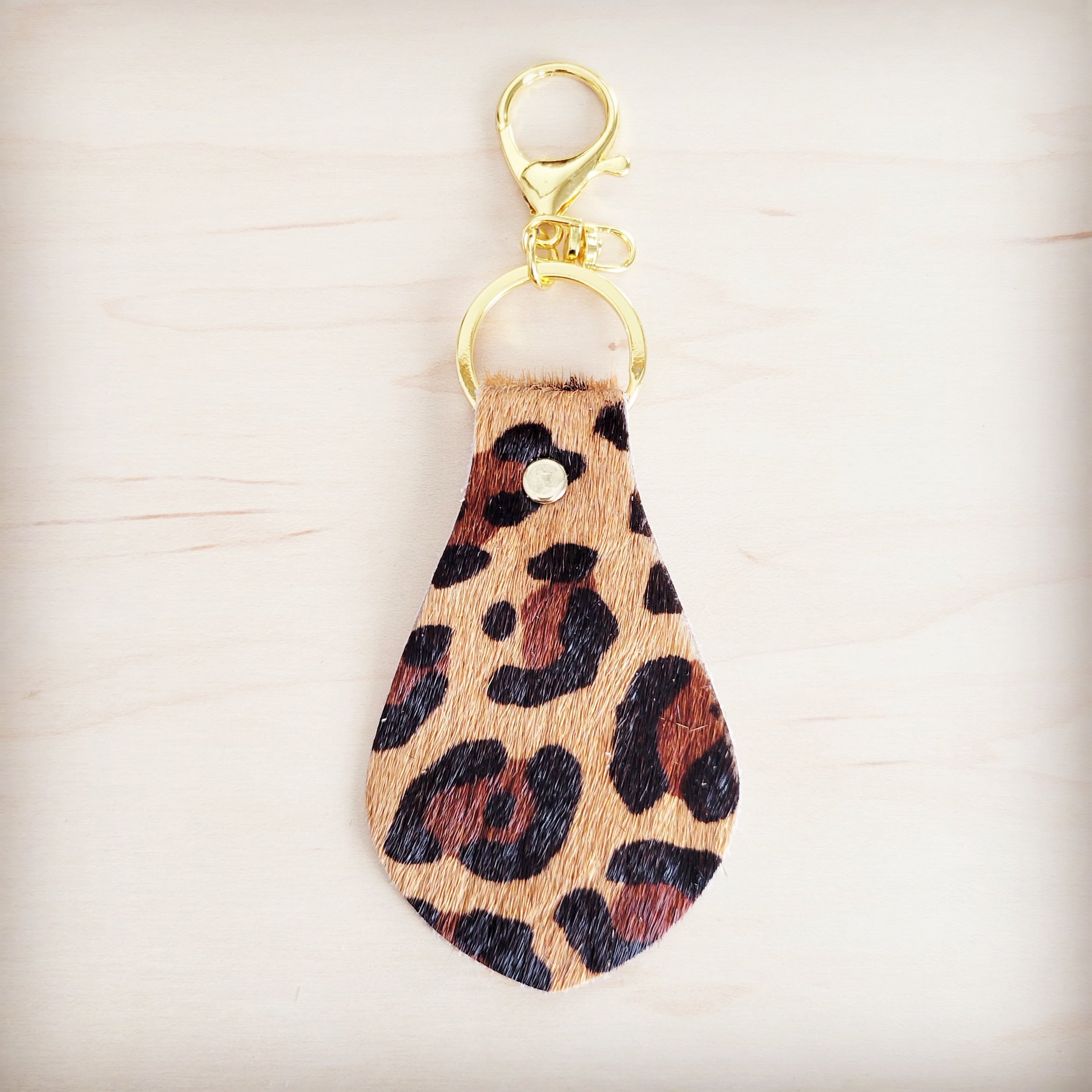 Hair-on-Hide Leather Key Chain - Leopard 700z