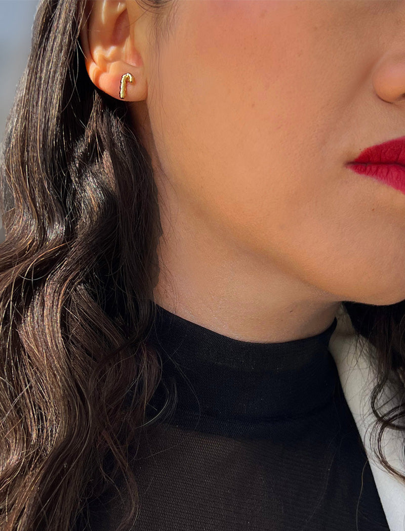 CANDY CANE HOLIDAY Stud Earrings | 18K Gold Over Sterling Silver