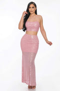 “Made 4 Me” Baby Pink Sequin Set