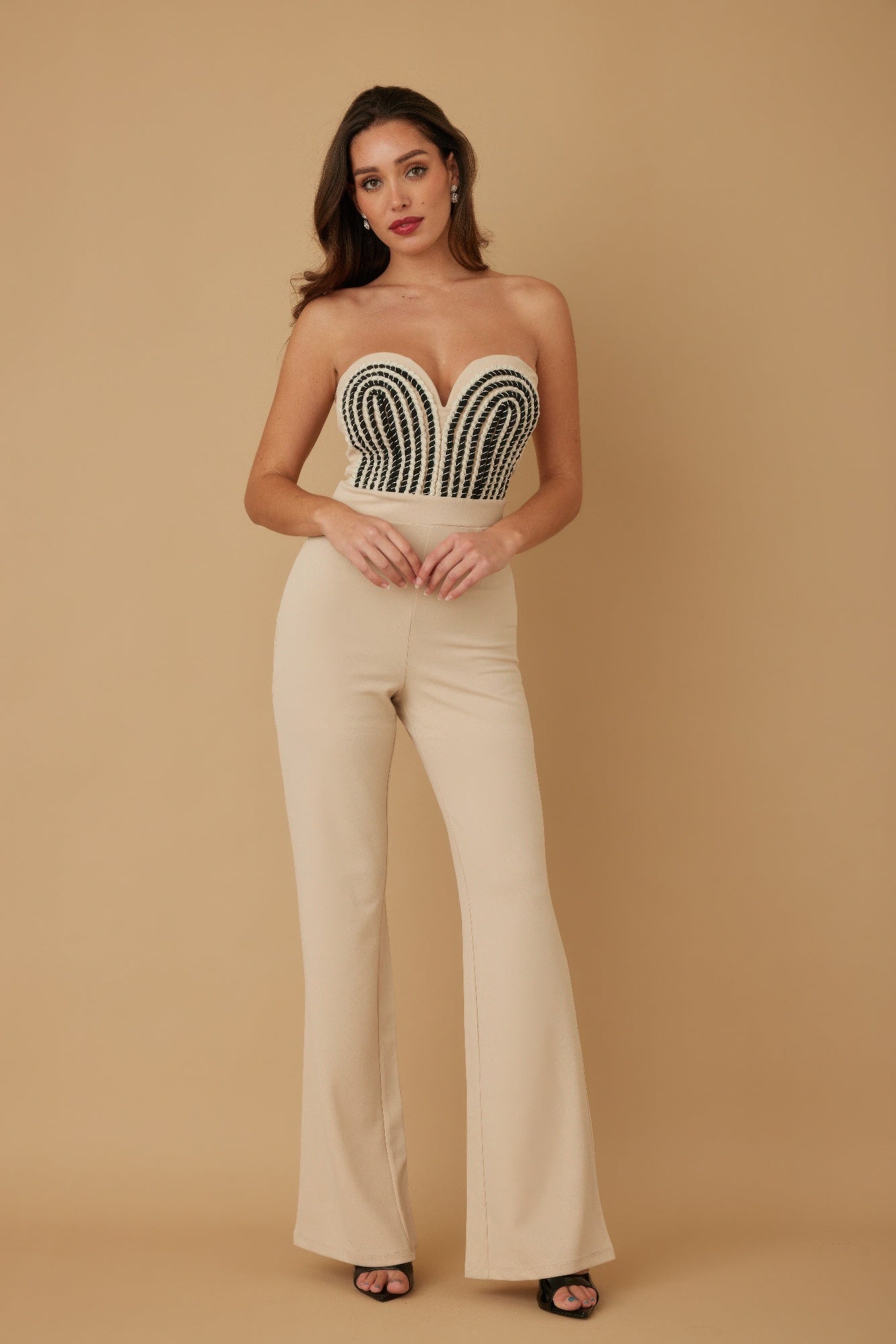 Threaded Twisted Rope Knot Tie Jumpsuit (Off-White)