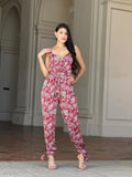 Paisley Print Tie Waist Jumpsuit – V-Neck Sleeveless Women's Summer Jumpsuit