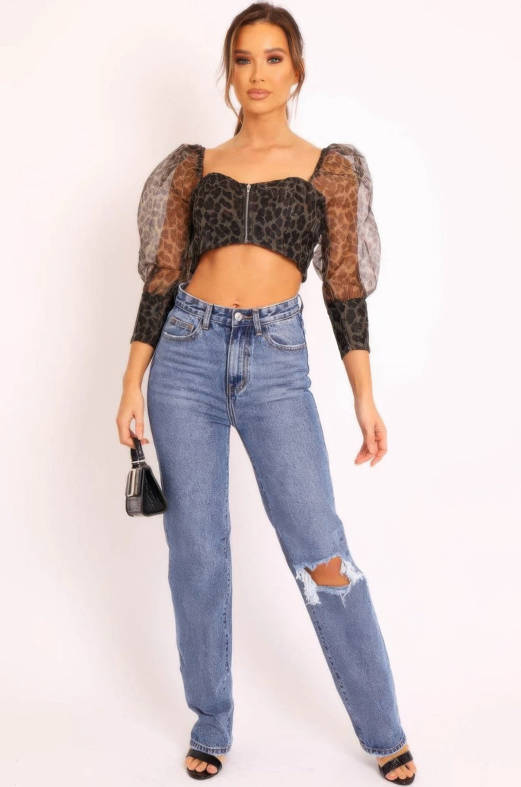 Sheer Leopard Print Crop Top