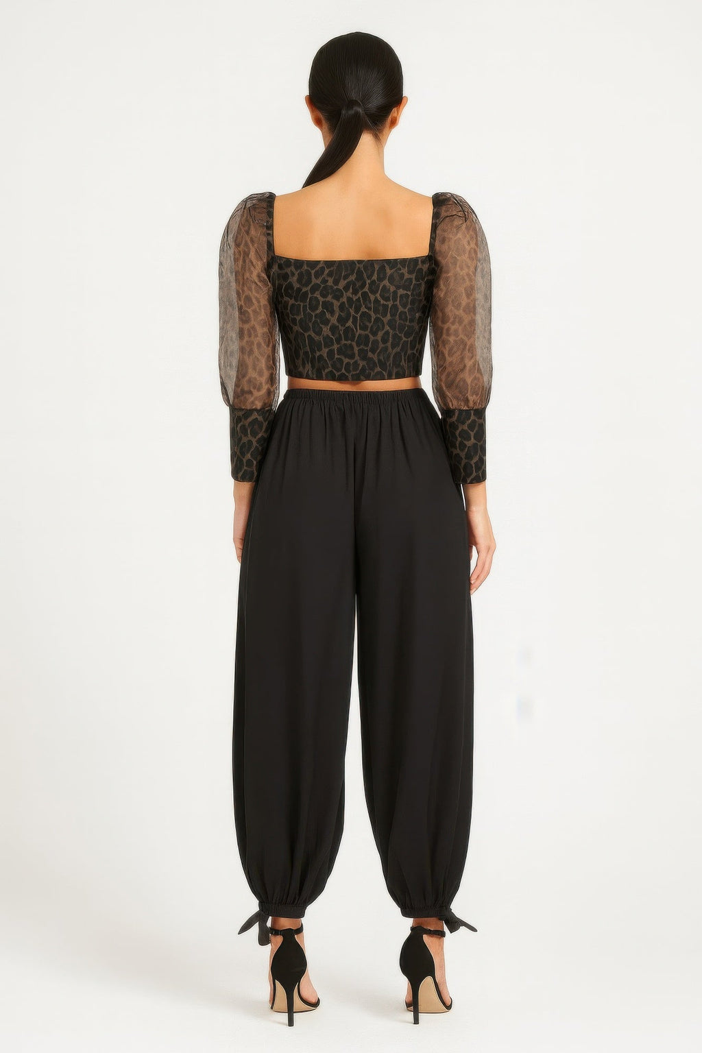 Sheer Leopard Print Crop Top