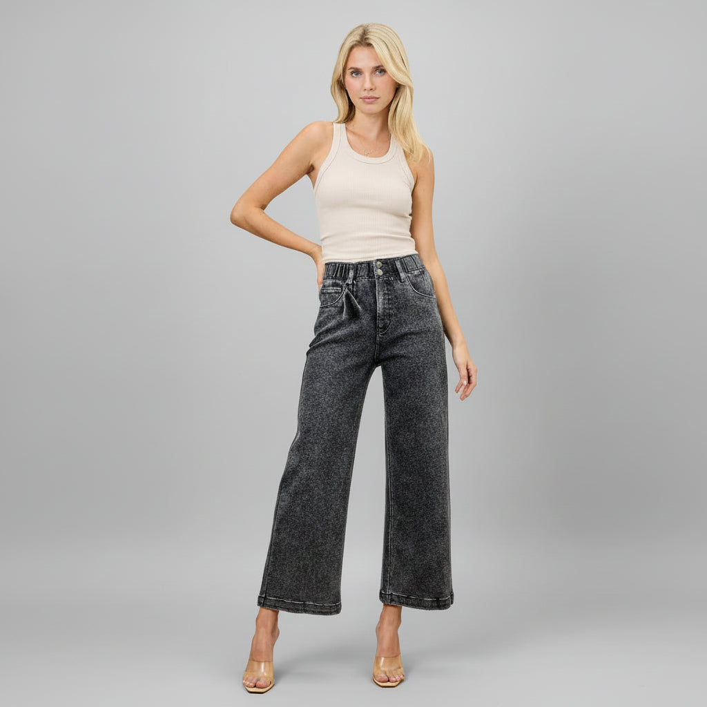 High-Rise Wide Crop Jeans