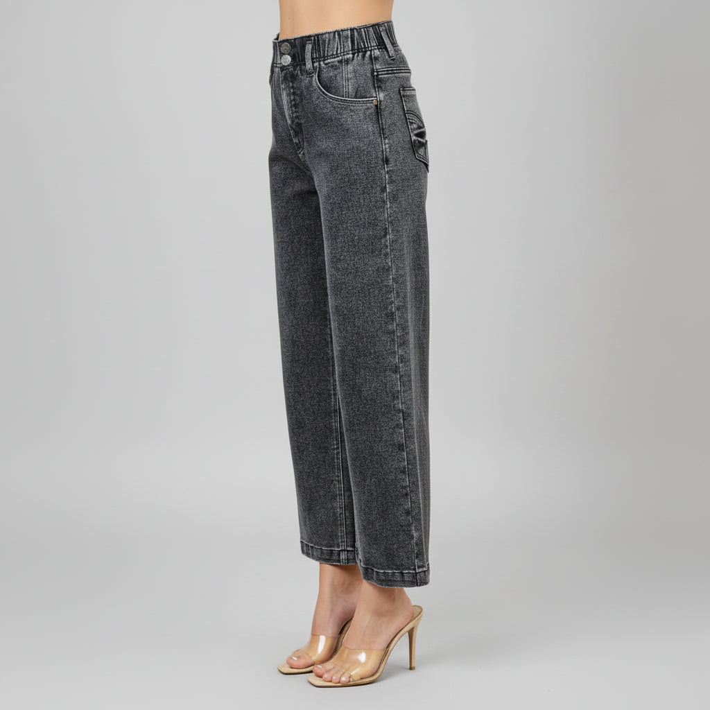 High-Rise Wide Crop Jeans