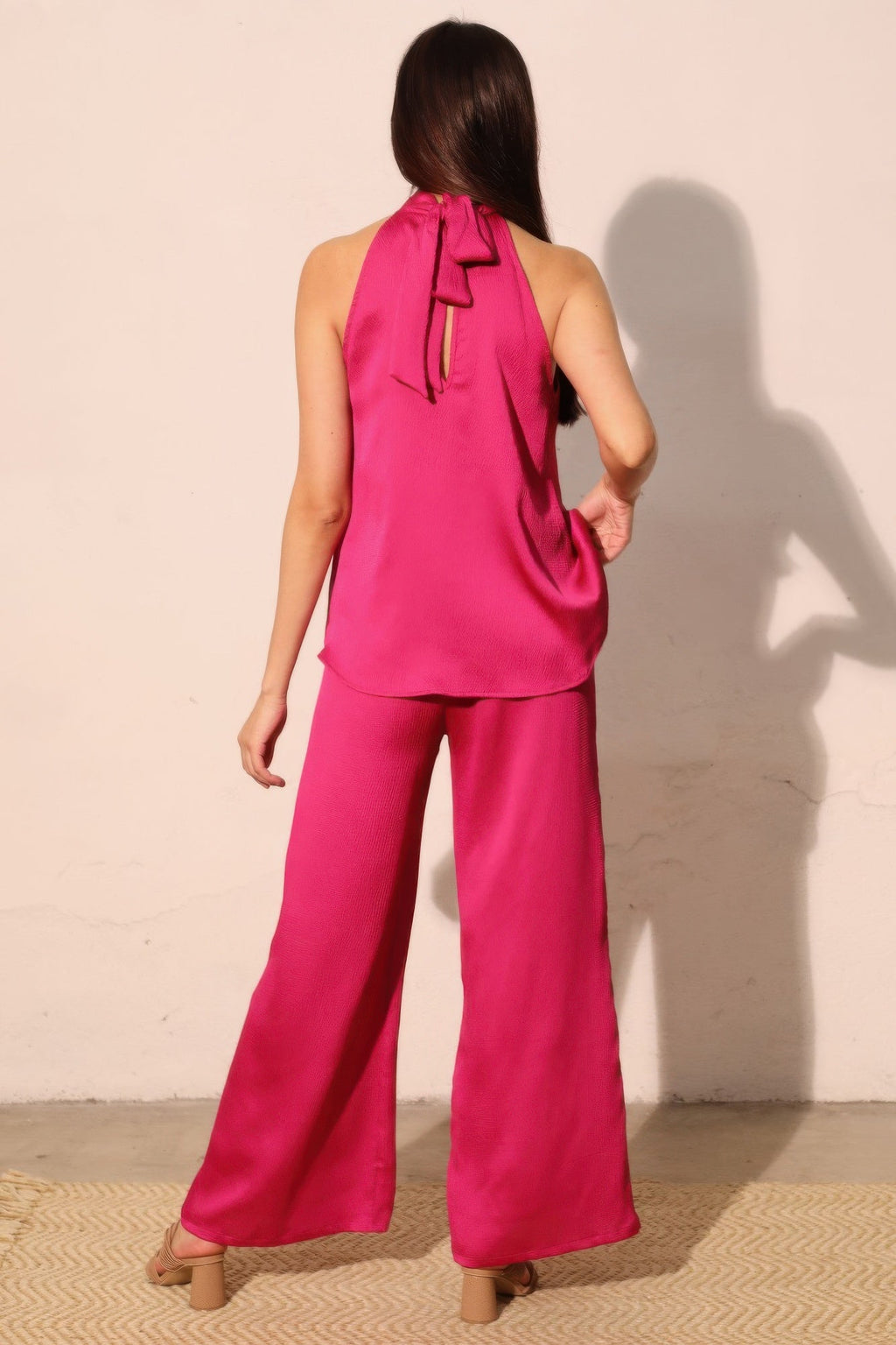 Hammered Satin Halter Bubble Top