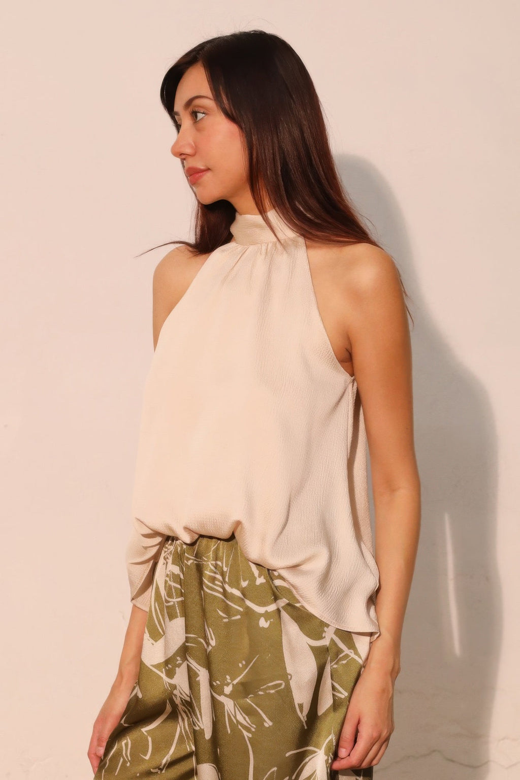 Hammered Satin Halter Bubble Top
