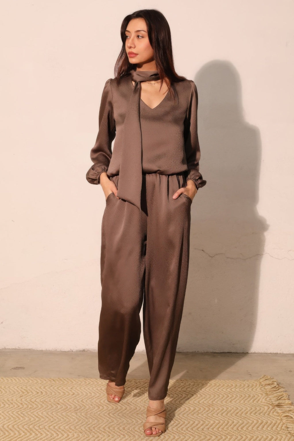 Hammered Satin Pocket Pants