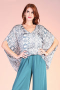 Bohemian Lurex Chiffon Caftan Top With Back Band