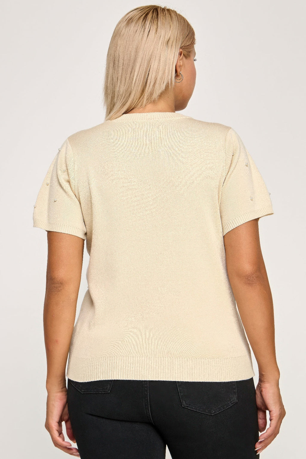 Pearl & Rhinestone Knit Sweater Top