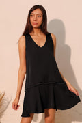 Washed Poly Silk Band Swing Dress