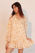Simple Leopard Dress With Ruffle Cuff