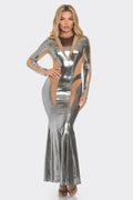 Mesh Cut Out Detail Maxi Dress