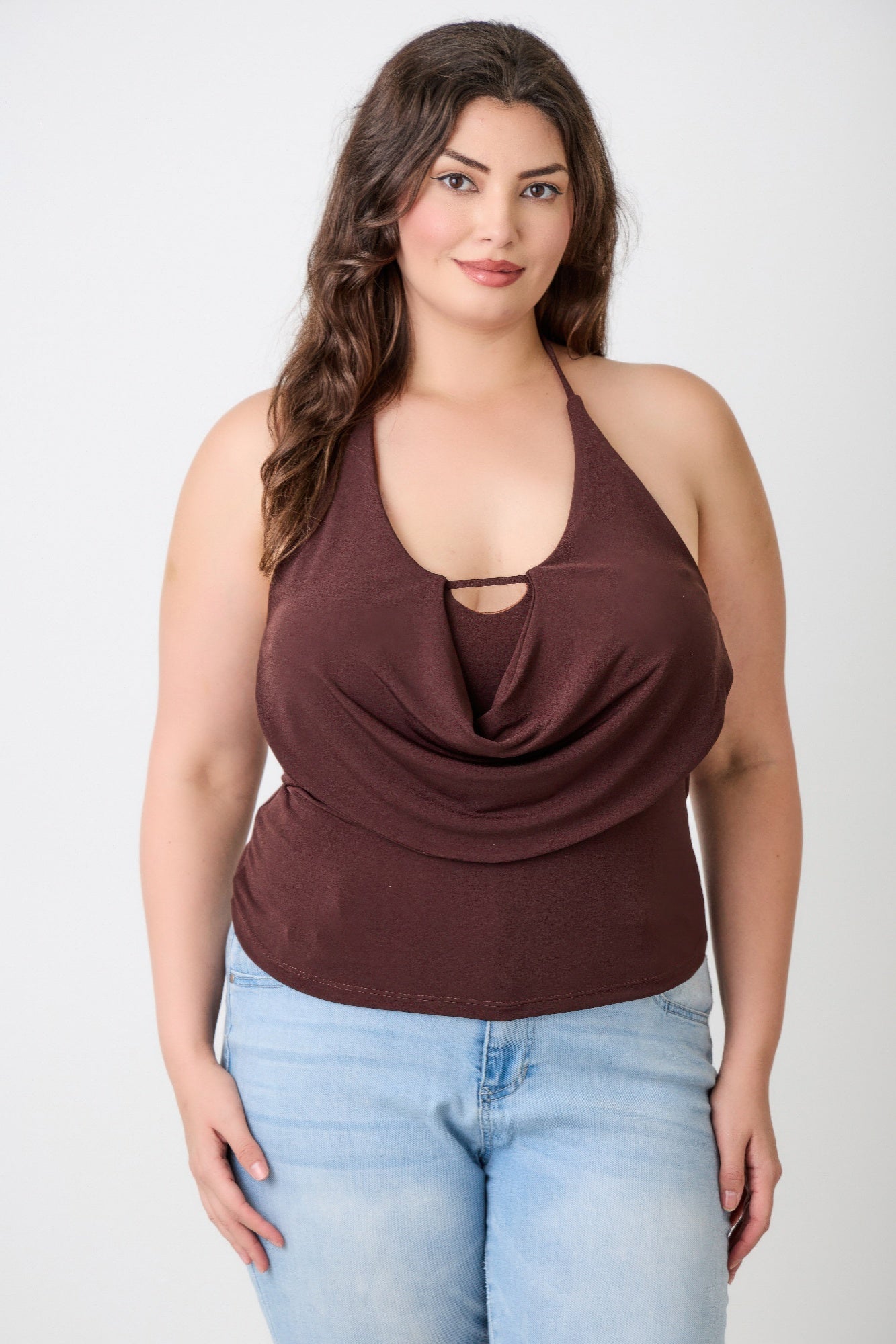 Halter Cowl Neck Draped Top