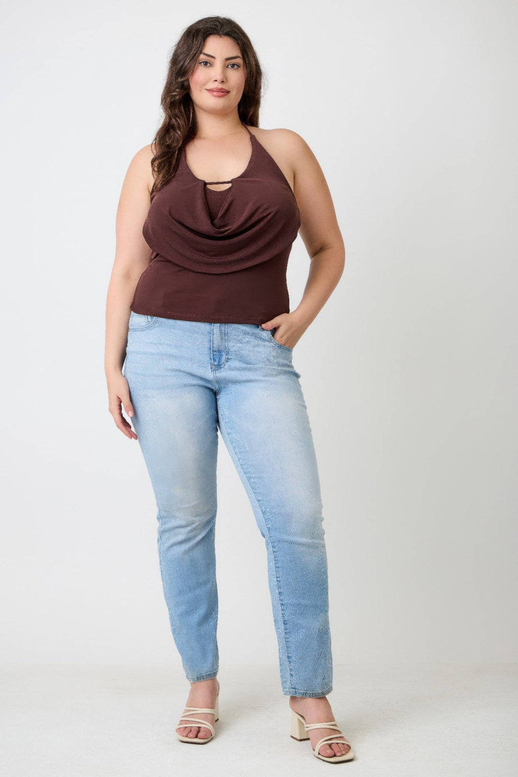 Halter Cowl Neck Draped Top