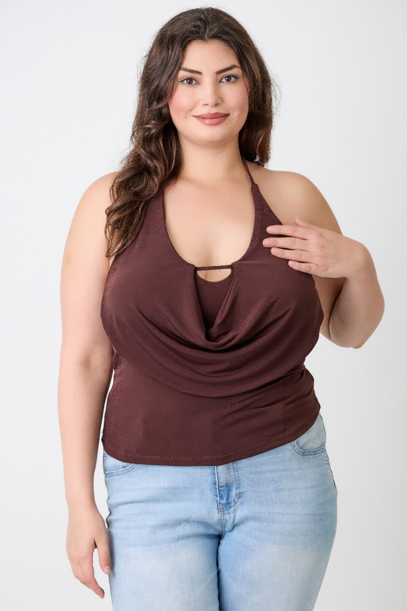 Halter Cowl Neck Draped Top