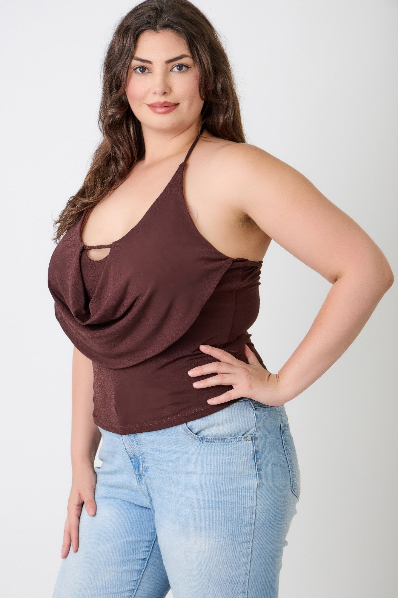 Halter Cowl Neck Draped Top