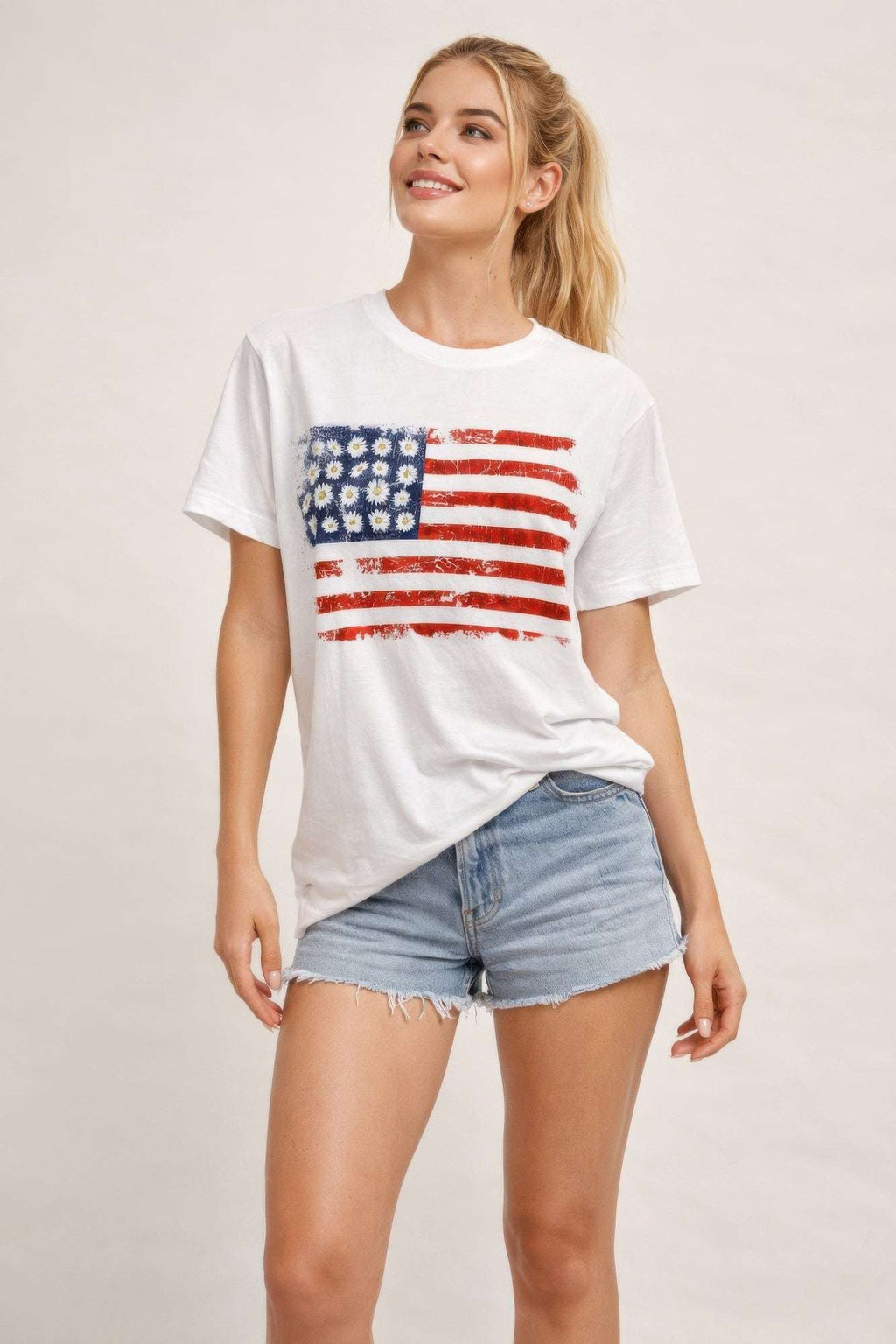 Vintage Americana Distressed Flag Graphic Women's T-Shirt
