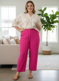 High-rise Linen-blend Straight Leg Pants