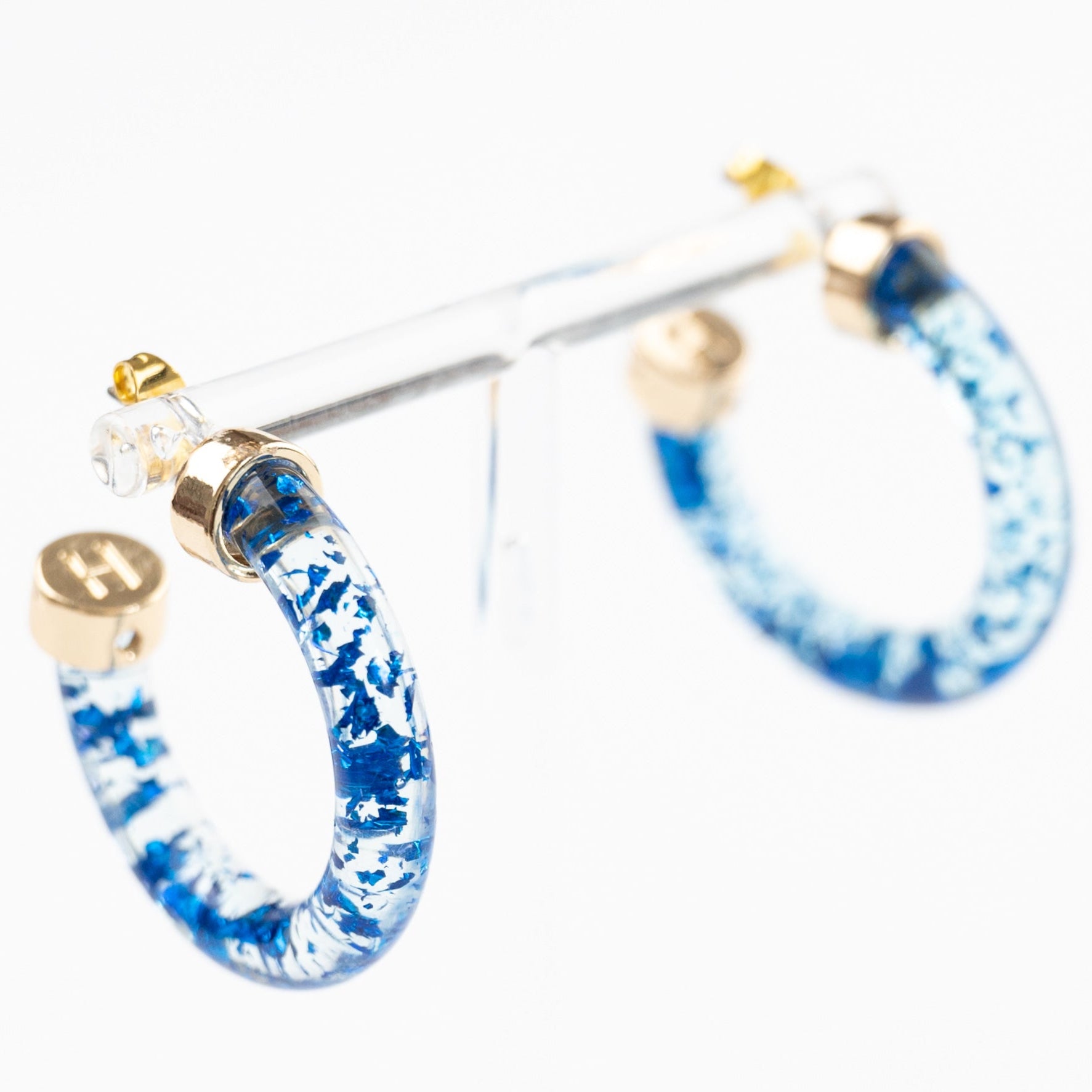 Blue Foil Mini Hoop Earrings