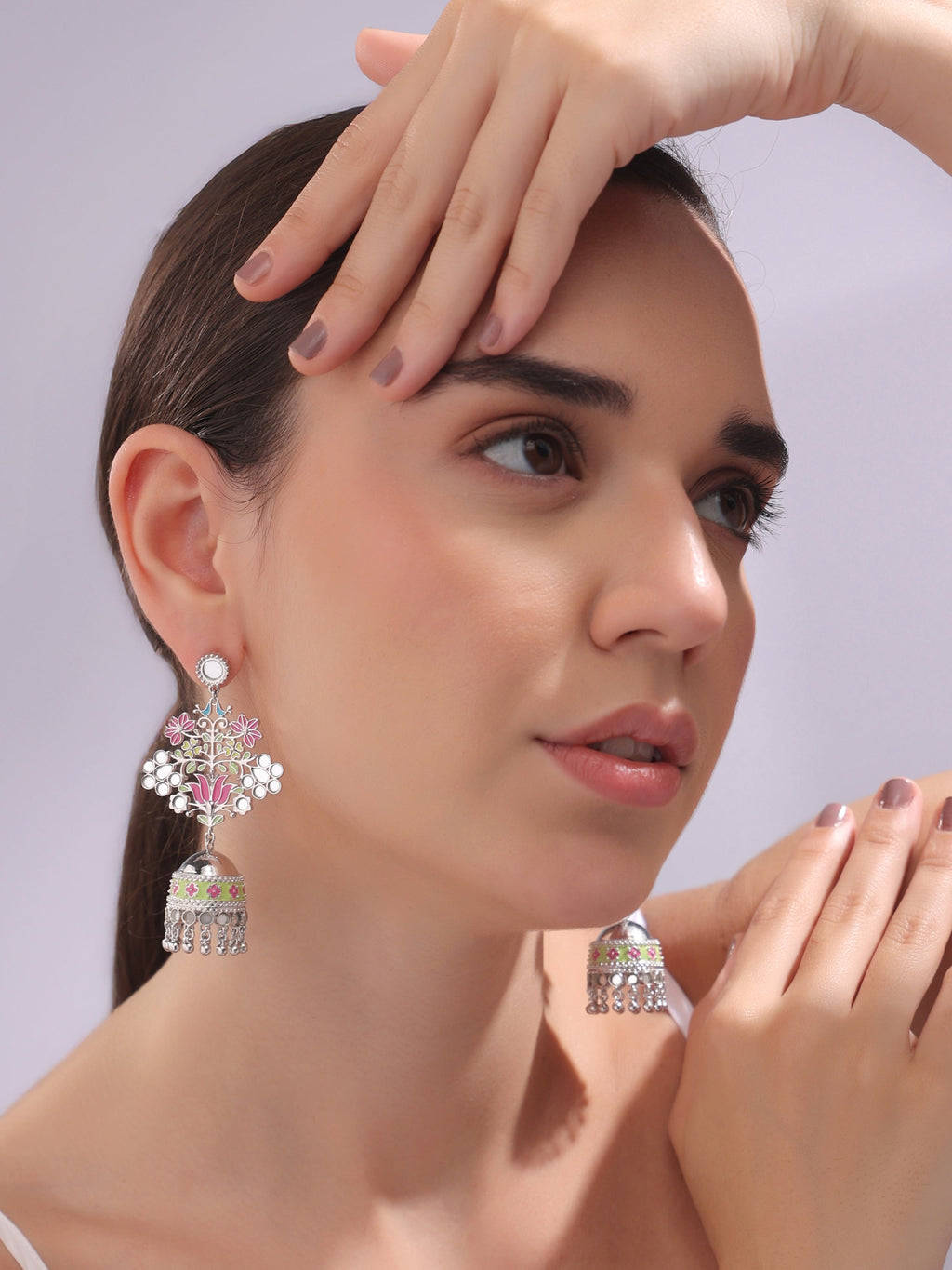 Floral Flock Dangler Jhumka Earrings