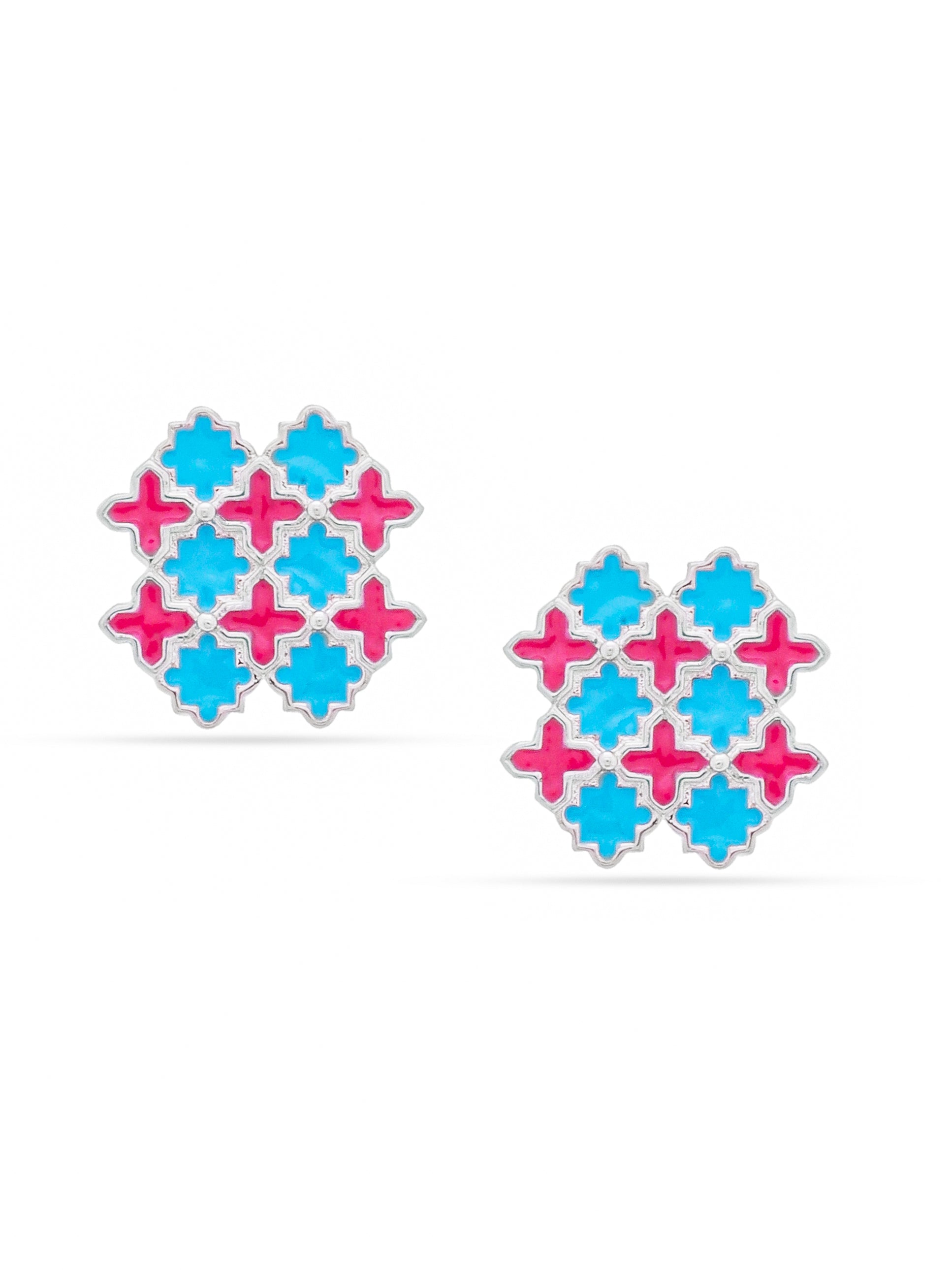 Turquoise Trellis Stud Earrings