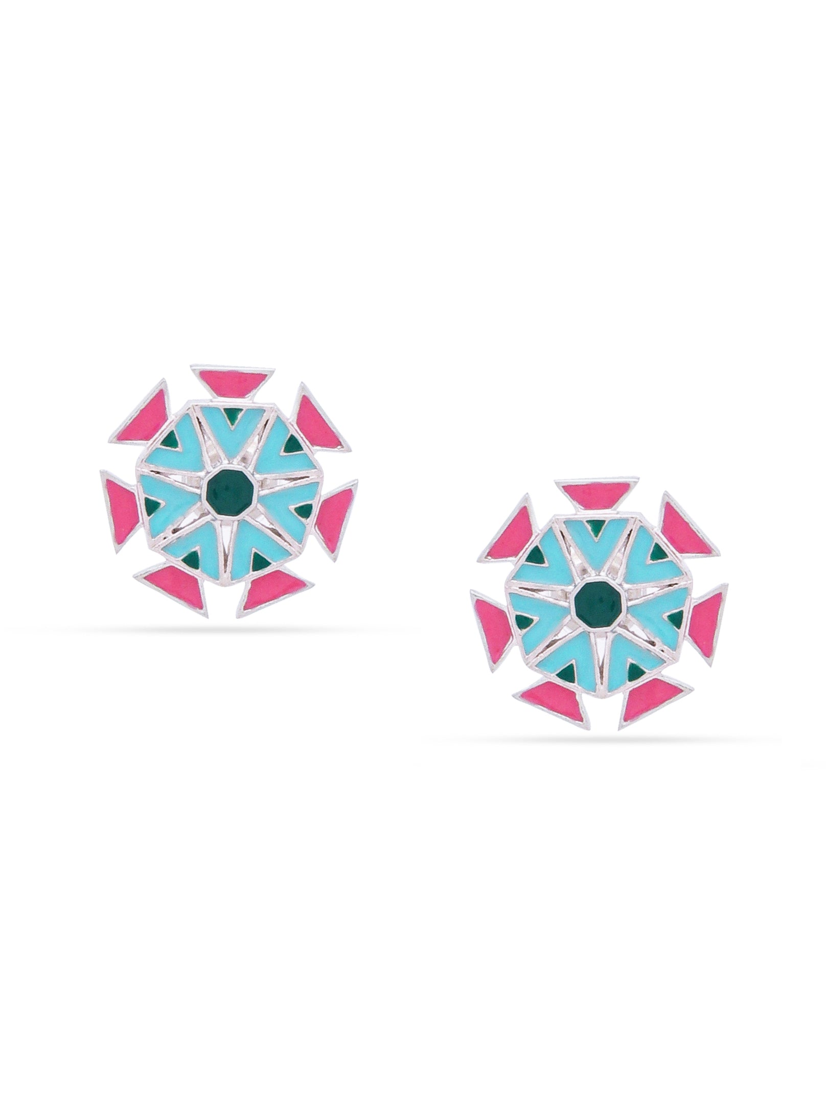 Geometric Lotus Stud Earrings