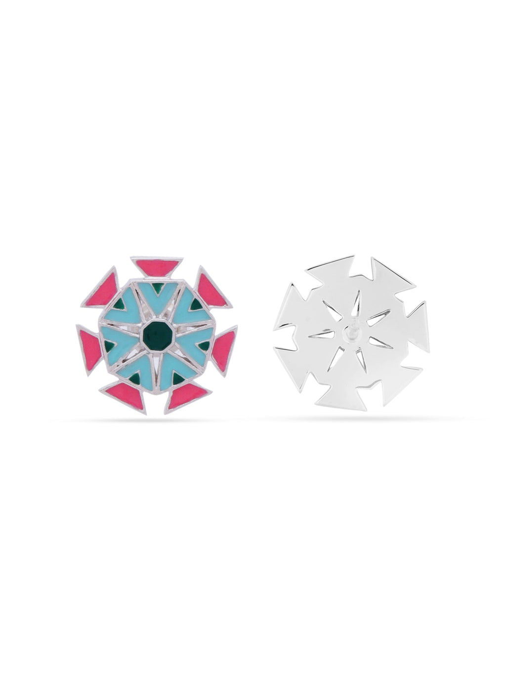 Geometric Lotus Stud Earrings