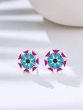 Geometric Lotus Stud Earrings