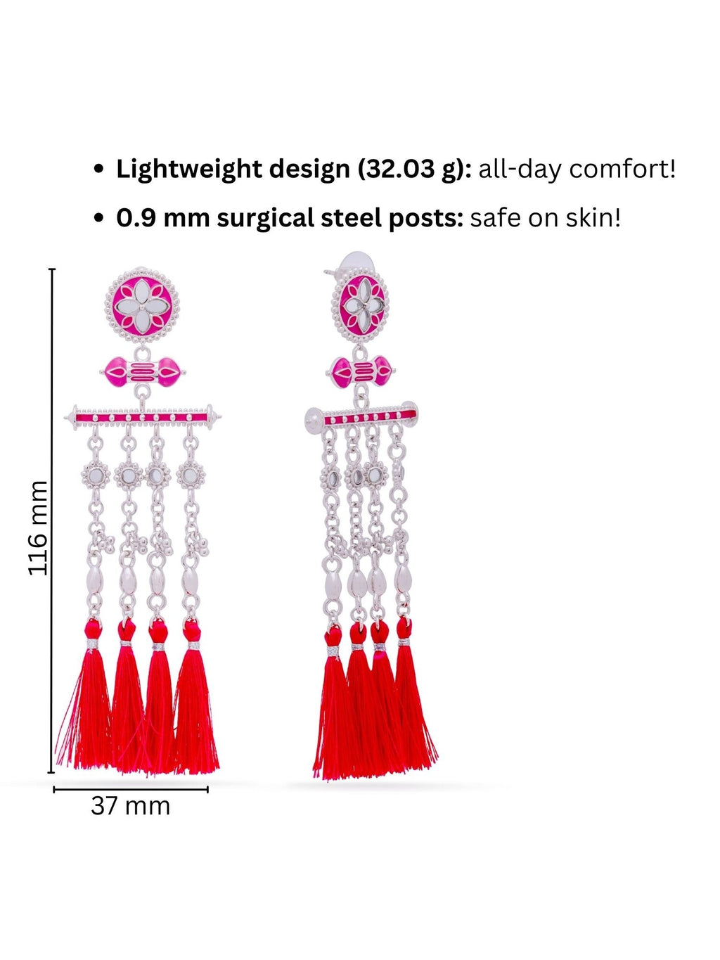 Crimson Cascade Tassel Dangler Earrings