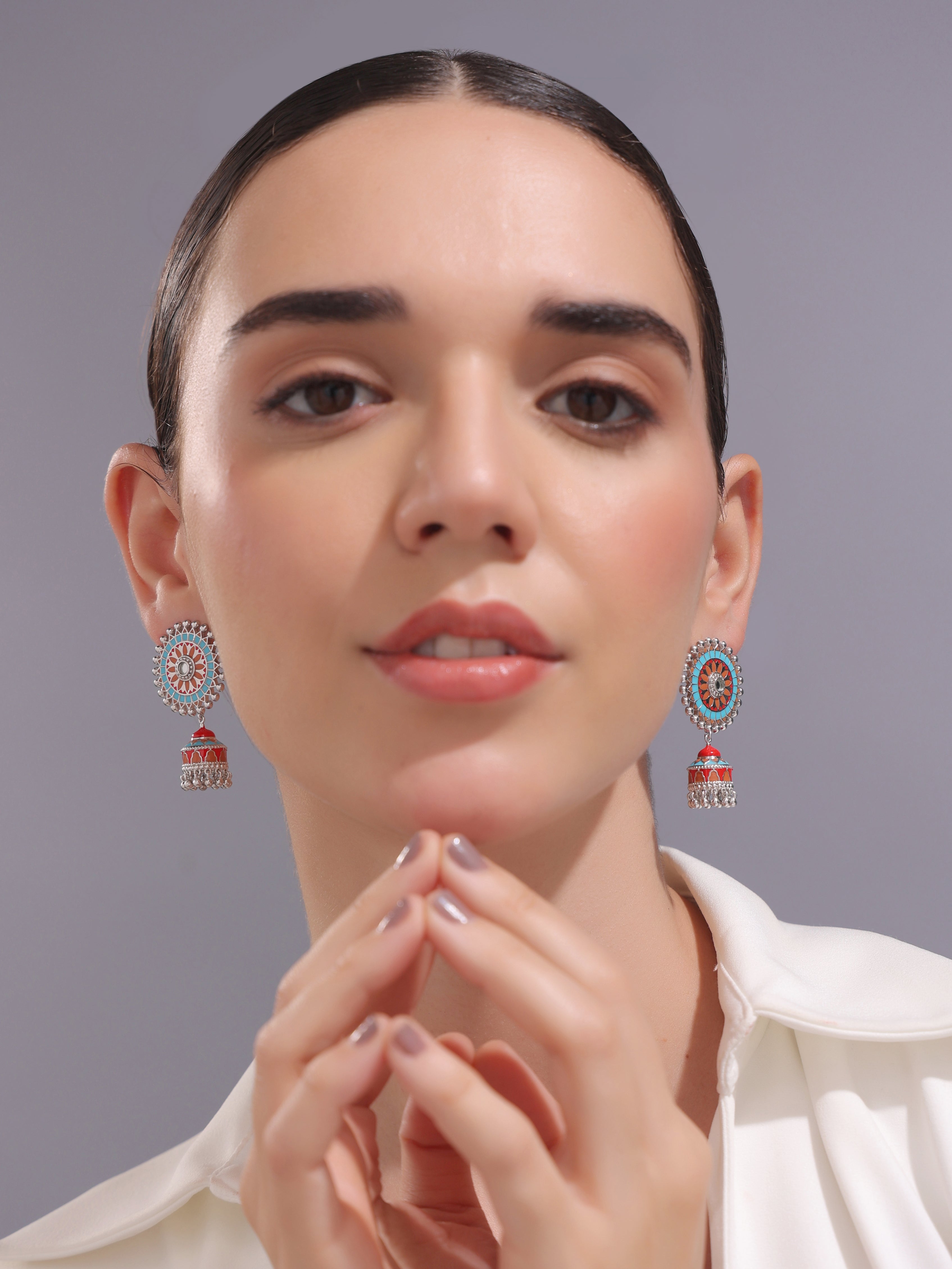 Radiant Reflection Stud Jhumka Earrings