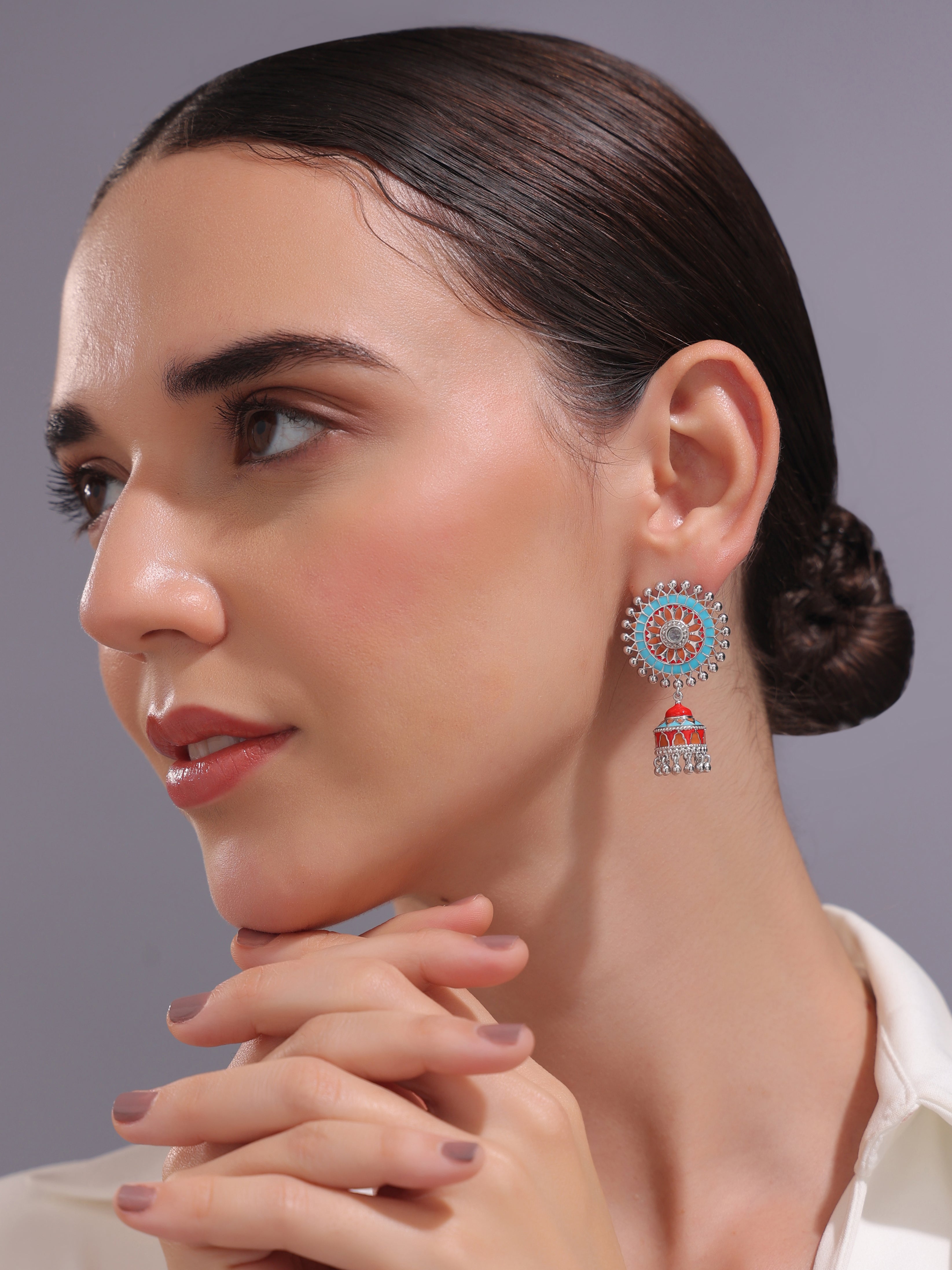 Radiant Reflection Stud Jhumka Earrings