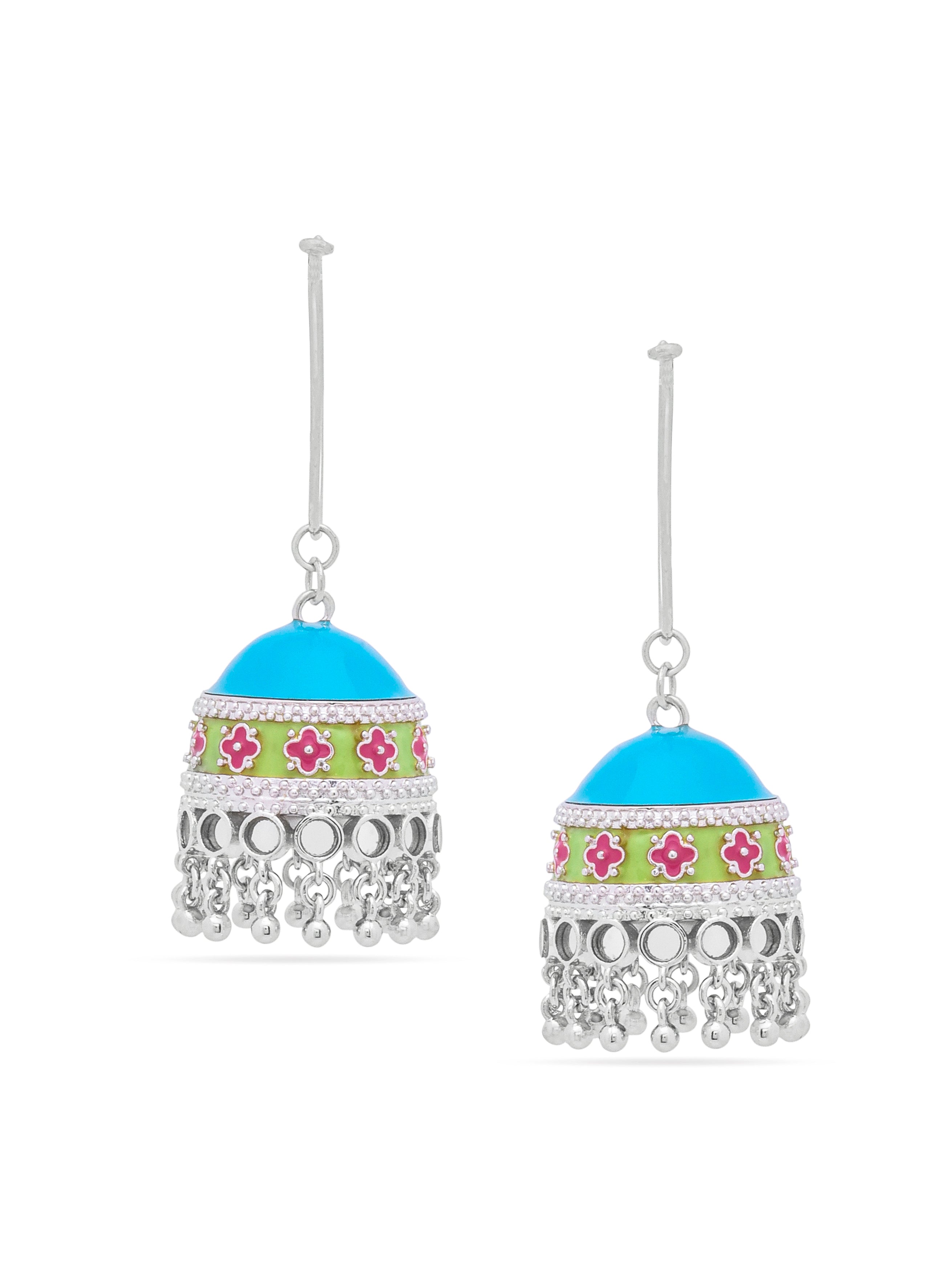 Nubian Blue Oasis Hoop Jhumka Earrings