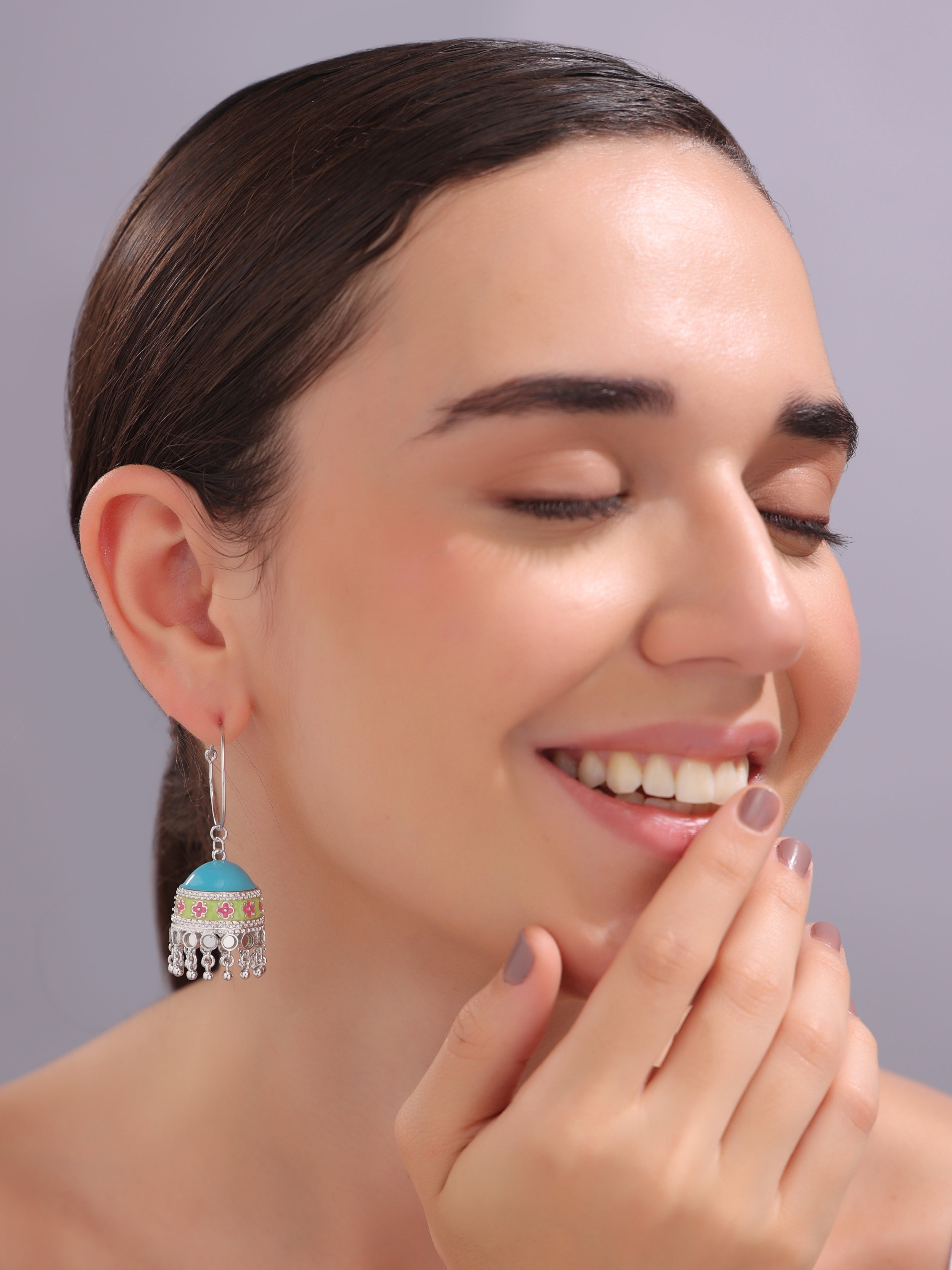 Nubian Blue Oasis Hoop Jhumka Earrings