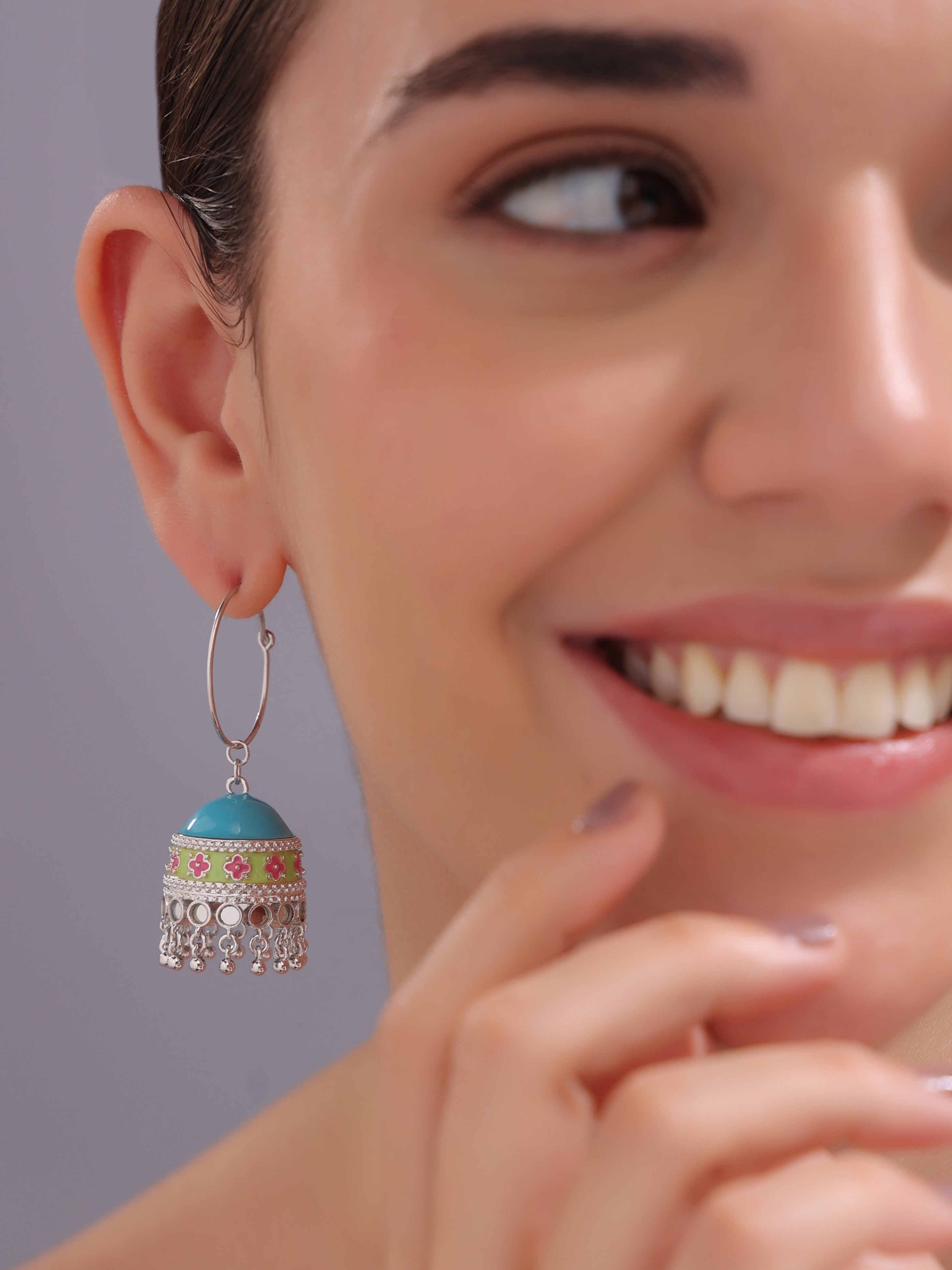 Nubian Blue Oasis Hoop Jhumka Earrings