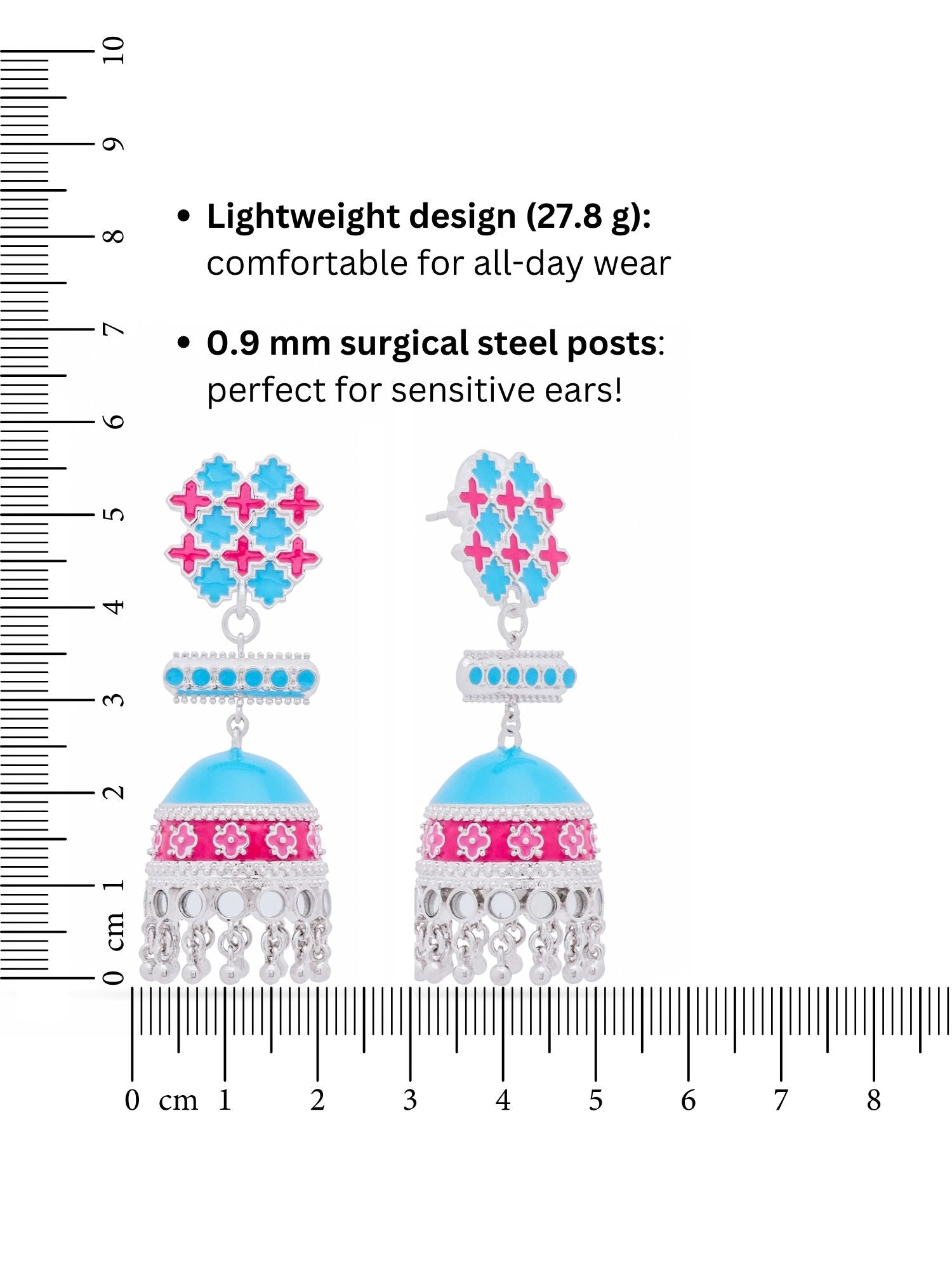 Turquoise Trellis Stud Jhumka Earrings