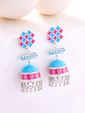 Turquoise Trellis Stud Jhumka Earrings