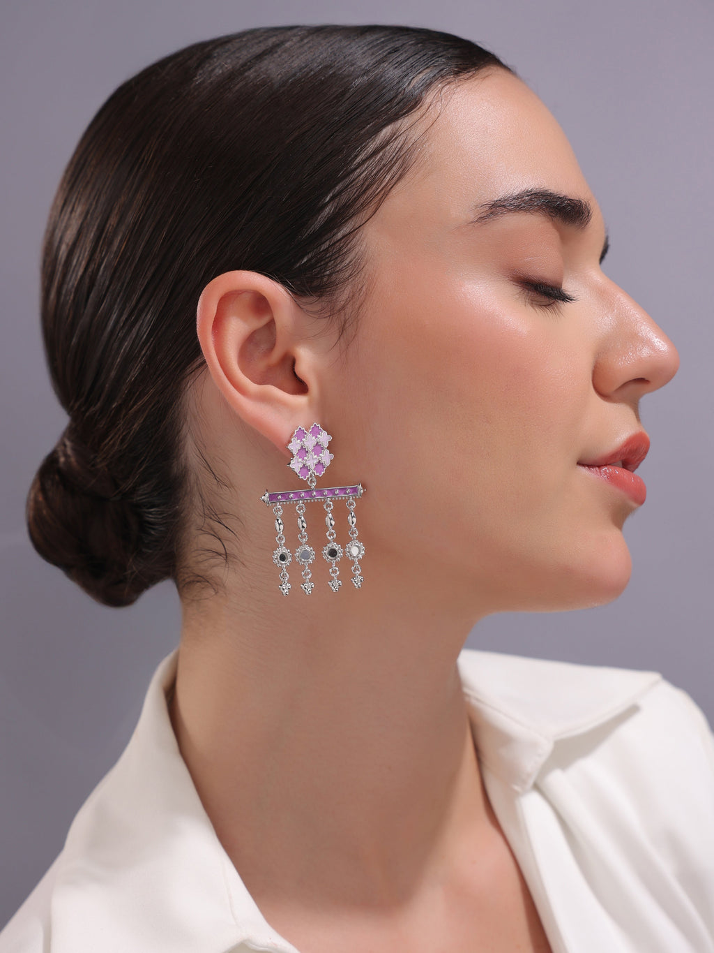 Majestic Mauve Trellis Dangler Earrings