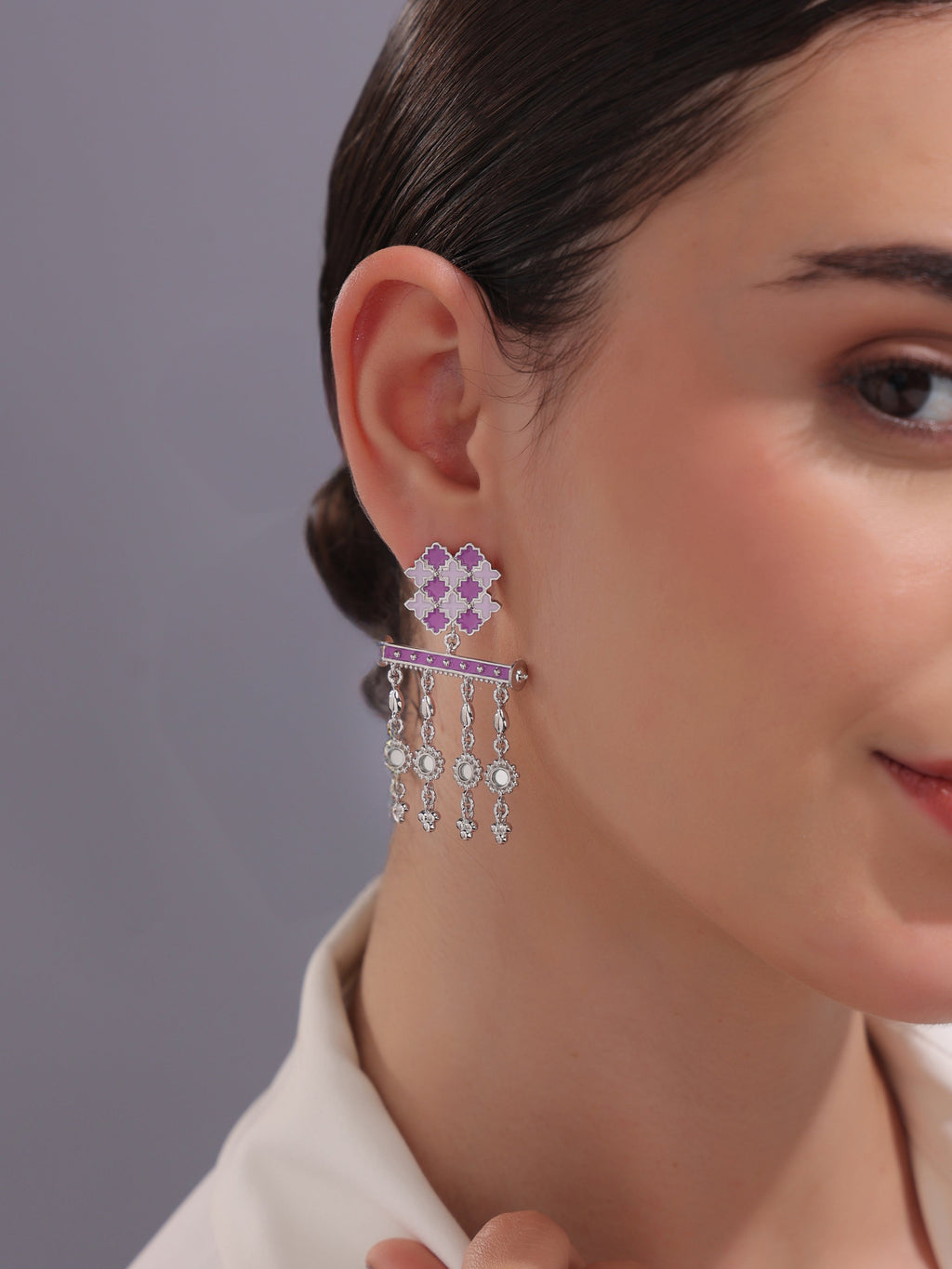 Majestic Mauve Trellis Dangler Earrings