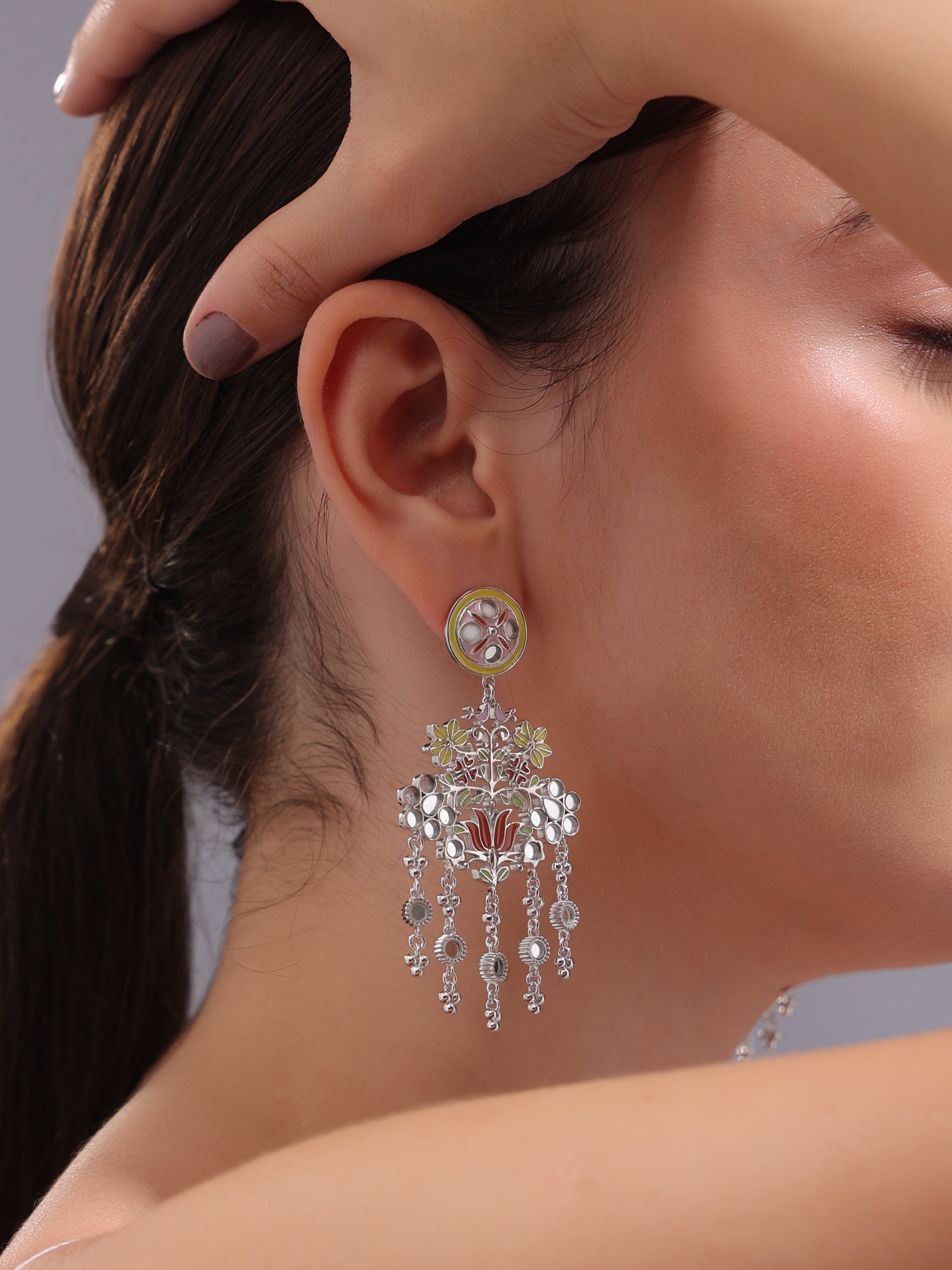 Floral Flock Dangler Earrings