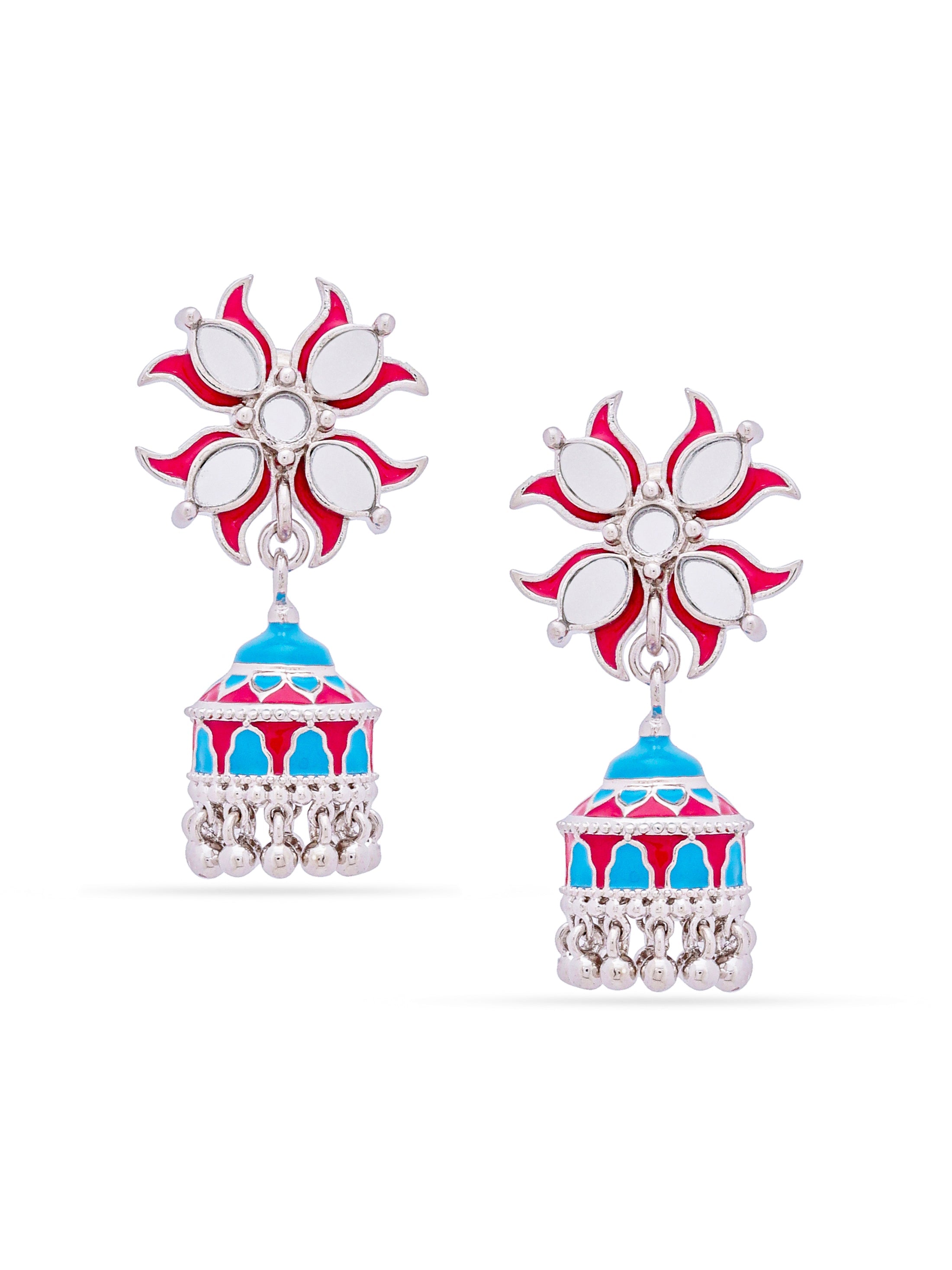 Lotus Reflection Stud Jhumka Earrings