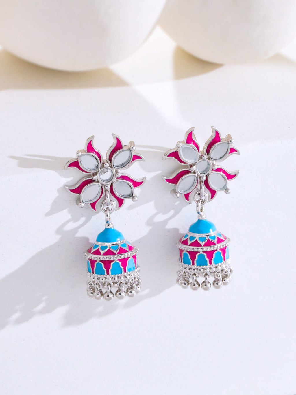 Lotus Reflection Stud Jhumka Earrings
