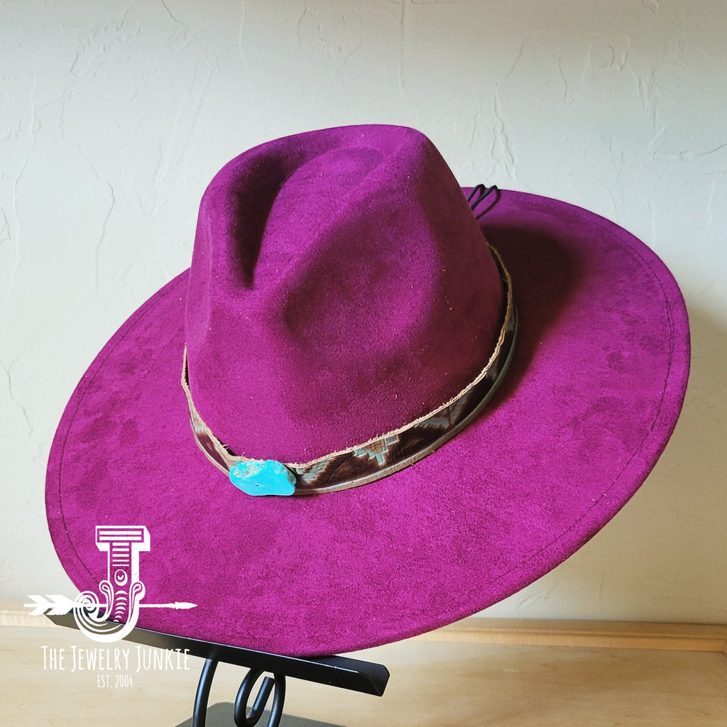**Boho Western Felt Hat w/ Choice of Hatband- Plum 990b