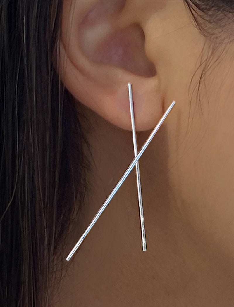 CHOPSTICK Long Earrings | Sterling Silver